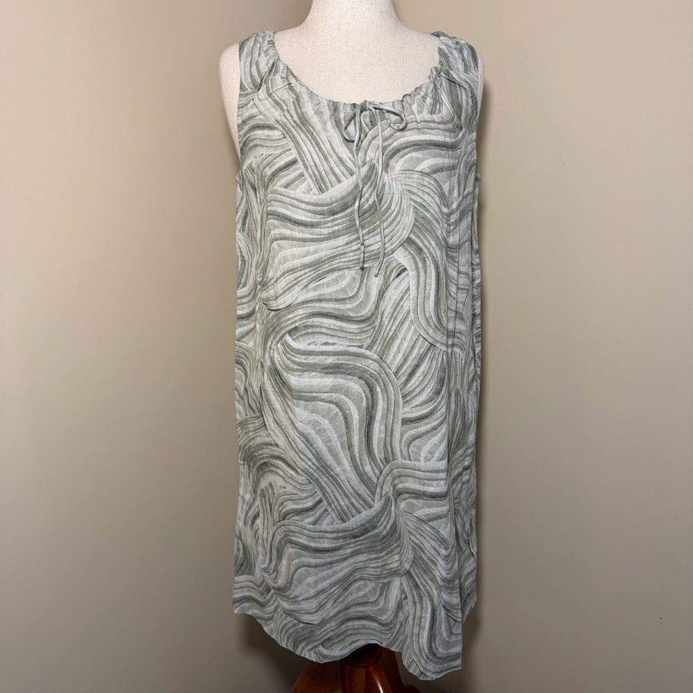 Haven Well Within Linen Blend Dress S Sleeveless Sage Green Swirl NWT 55% Linen